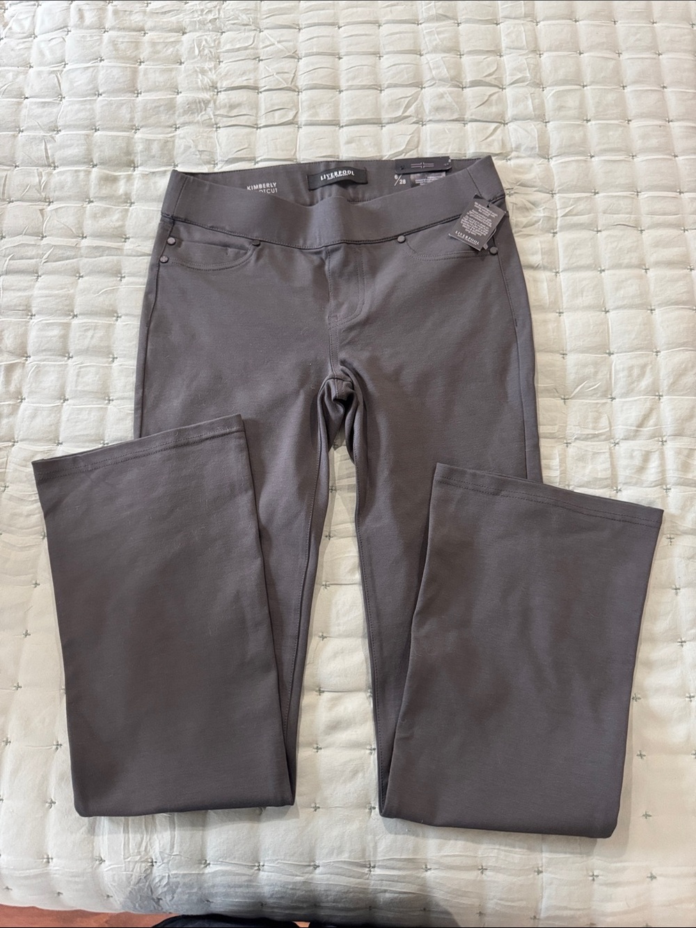 Liverpool Jeans Company Gray Boot-Cut Pull-On Pants